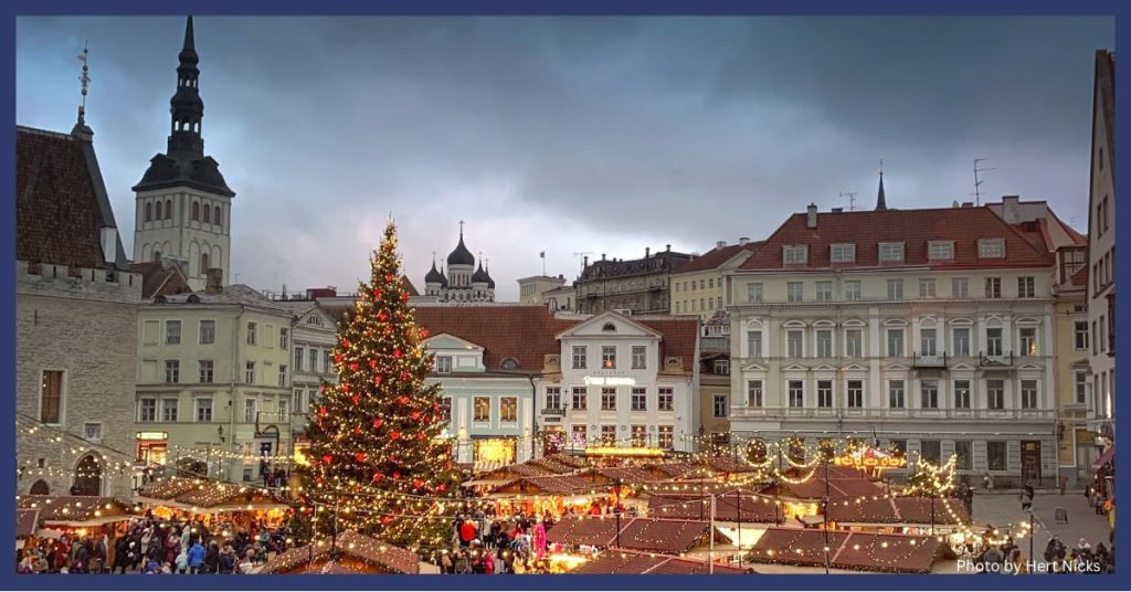 Outdoor Market with Lights at Christmas