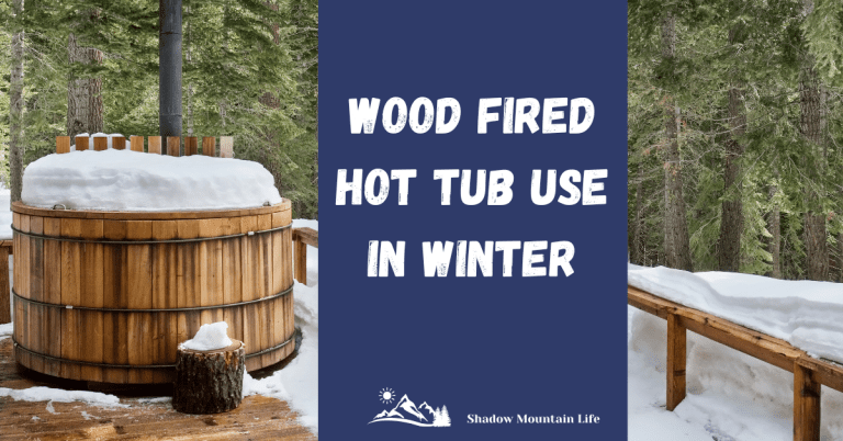 wood fired hot tub in winter